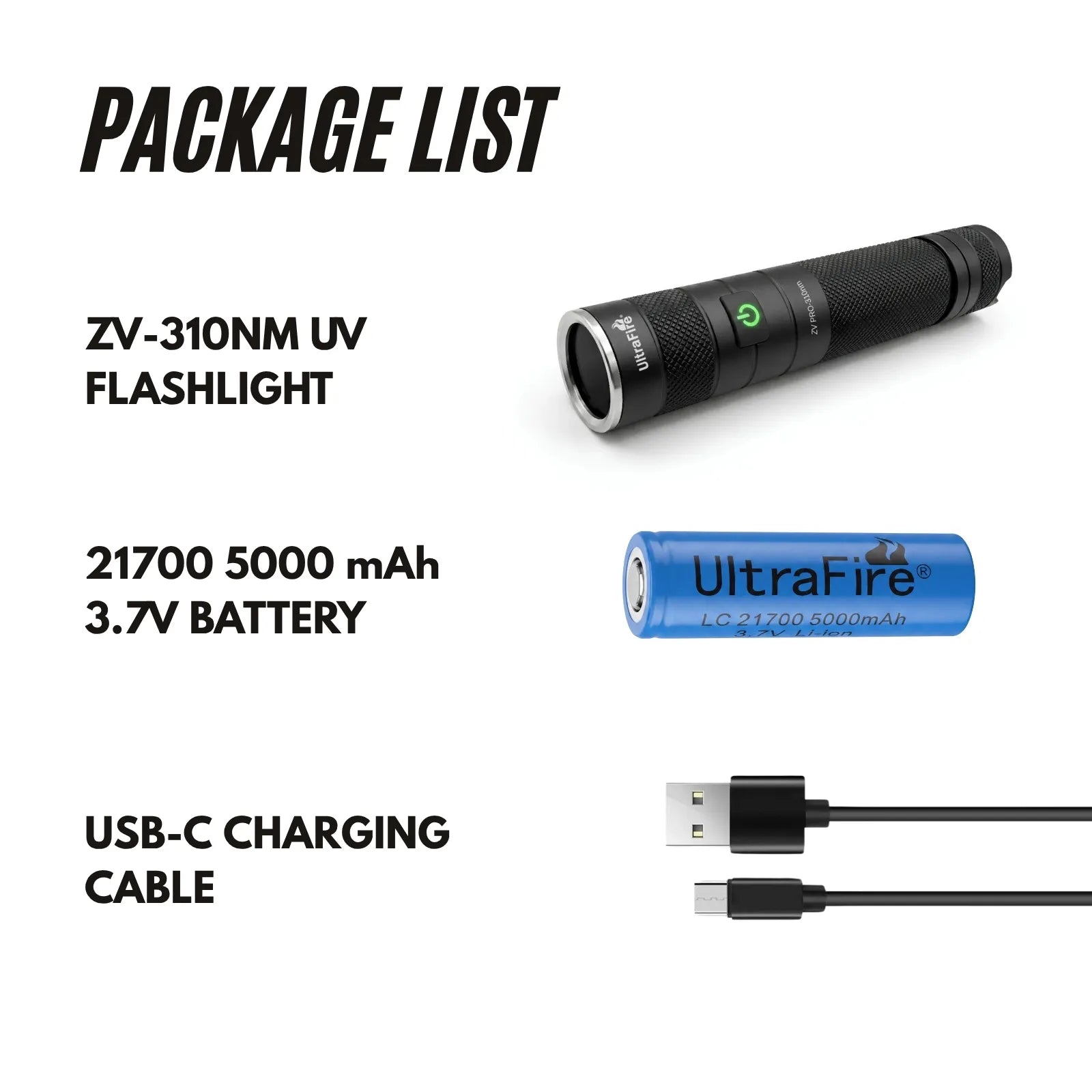 UltraFire® ZV PRO-310nm UV Flashlight