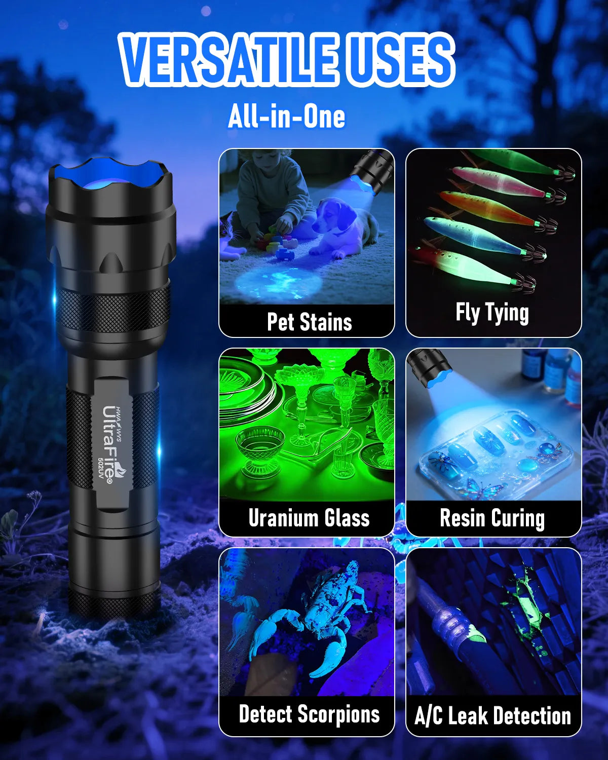 UltraFire® 502UV-365nm UV Flashlight
