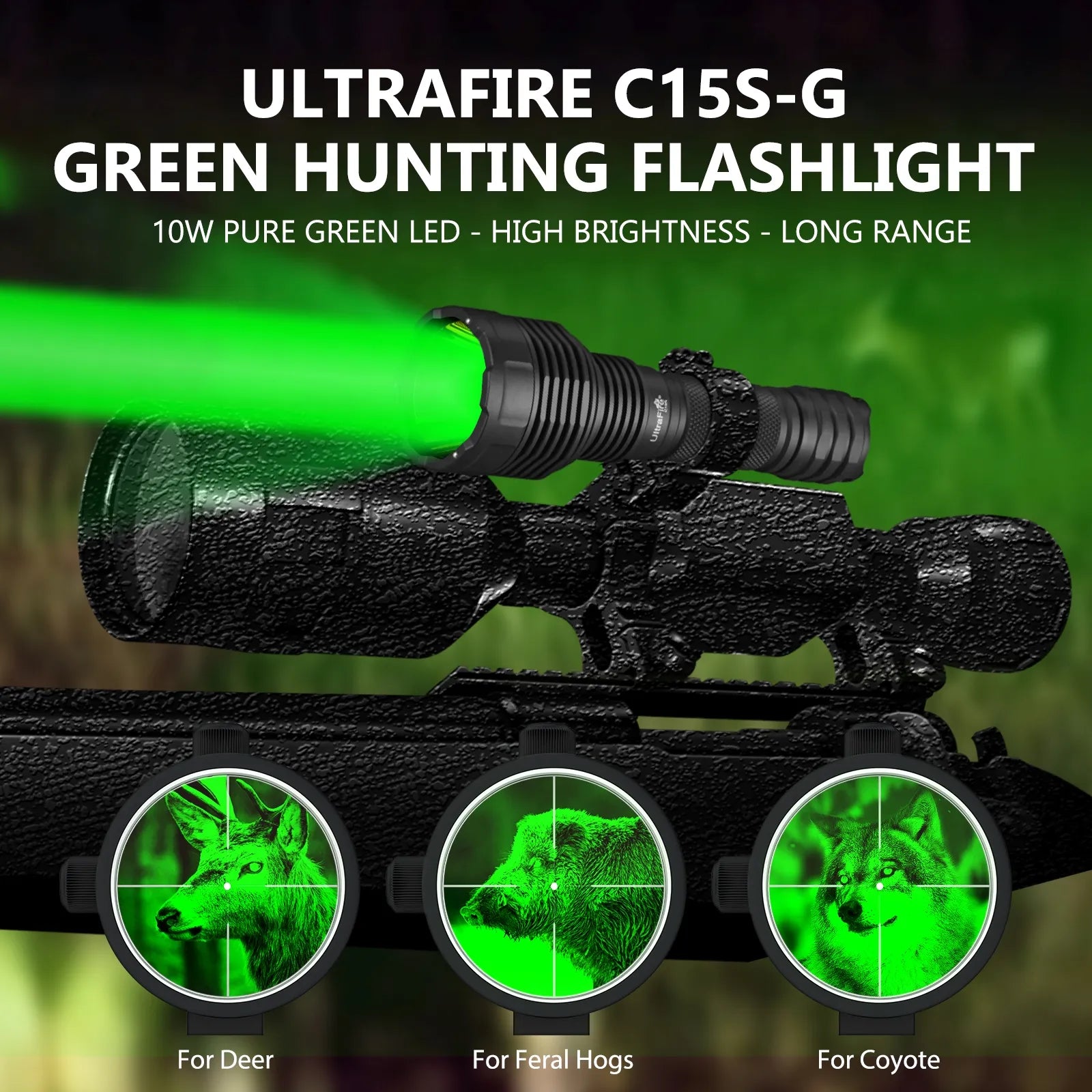 UltraFire® C15S-G Green Hunting Flashlight