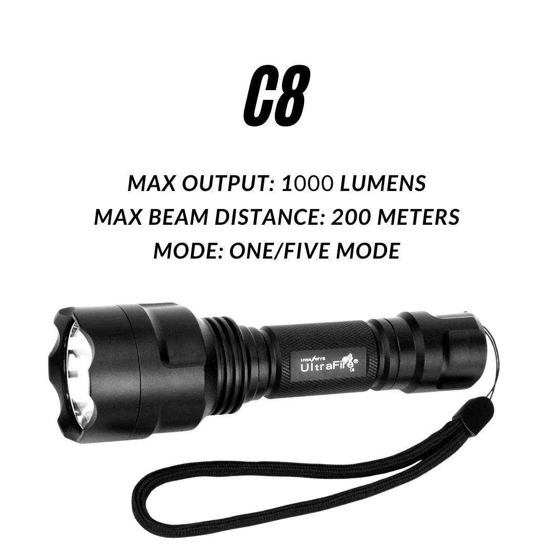 cree rechargeable flashlight UltraFire C8 Tactical Multimode Flashlight - Versatile High