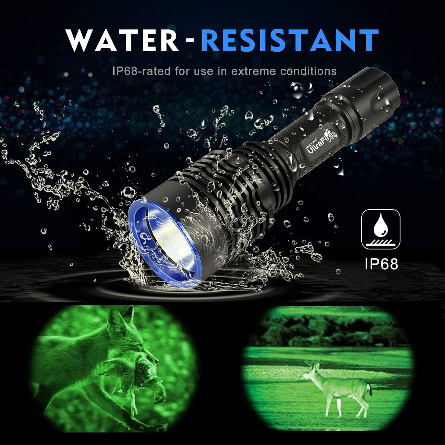 UltraFire GC20-Pro Green LED Hunting Flashlight