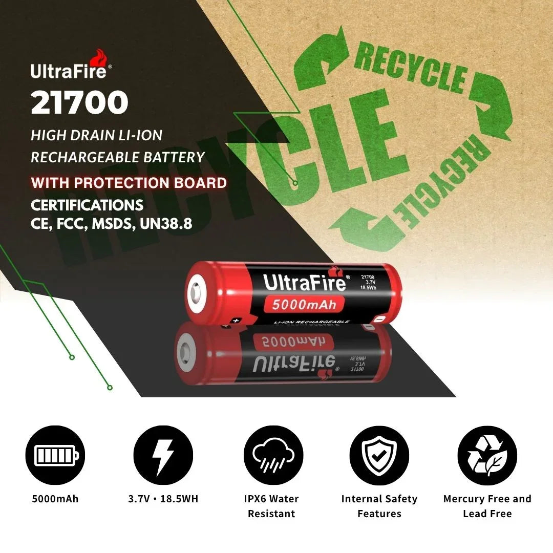 UltraFire 21700 Rechargeable Battery UltraFire 21700 Rechargeable Battery
