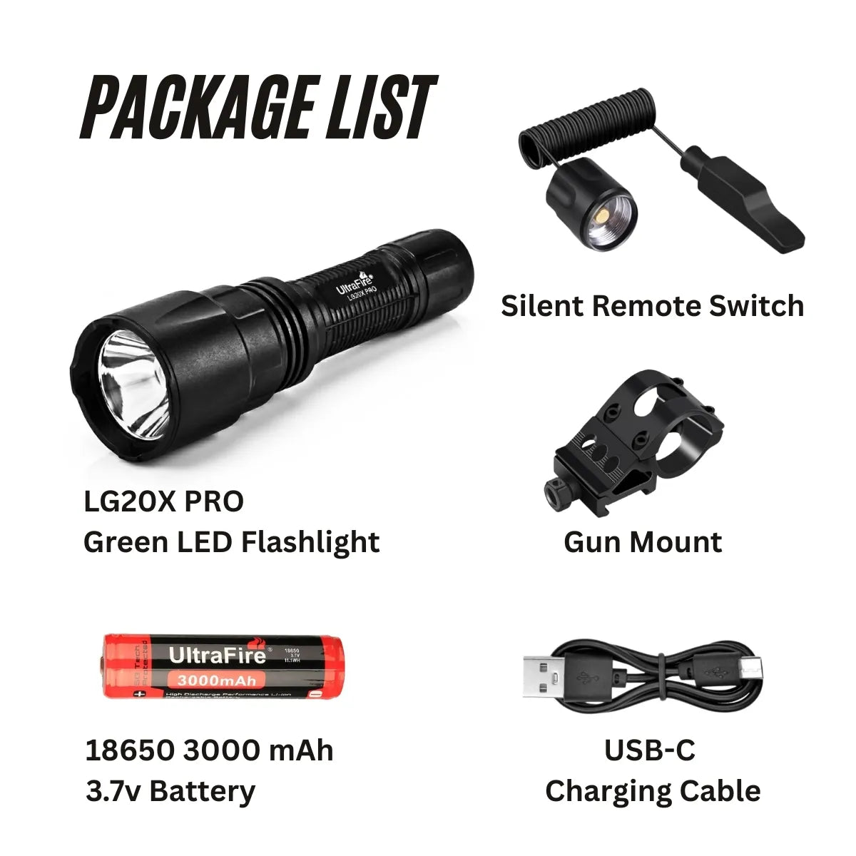 UltraFire® LG20X PRO Green Led Flashlight