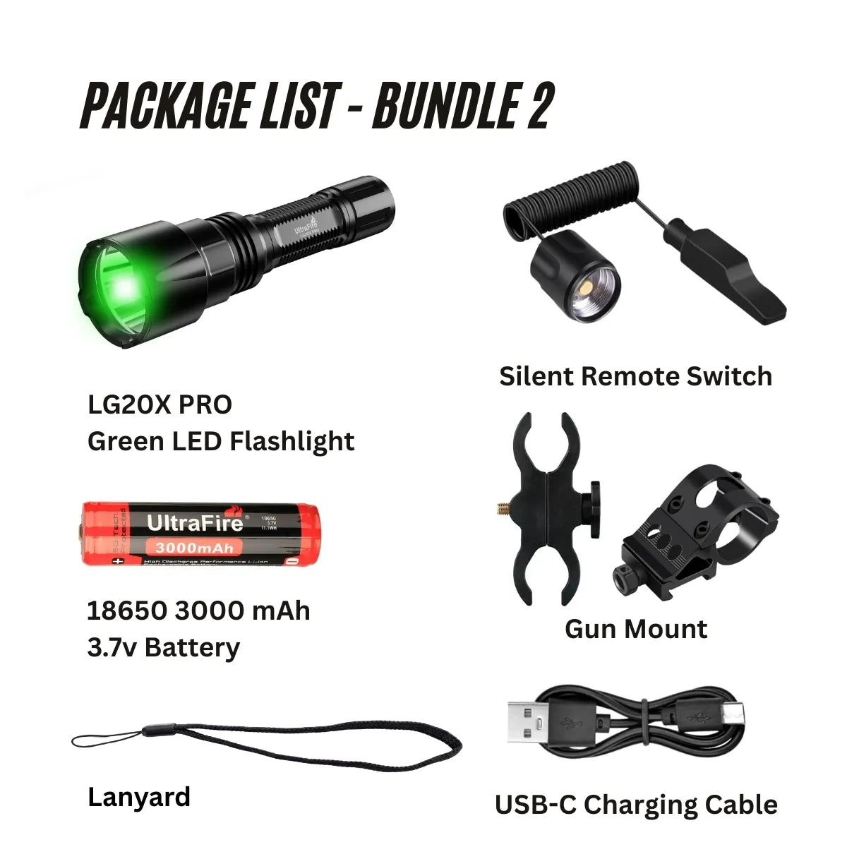 UltraFire® LG20X PRO Green Led Flashlight