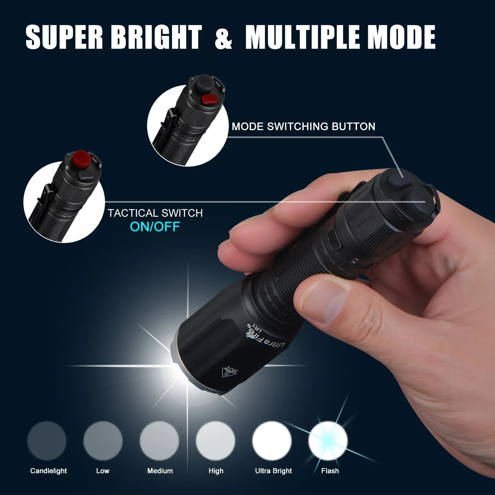 UltraFire_LR1_Tactical_Flashlight Super Bright & Multiple mode