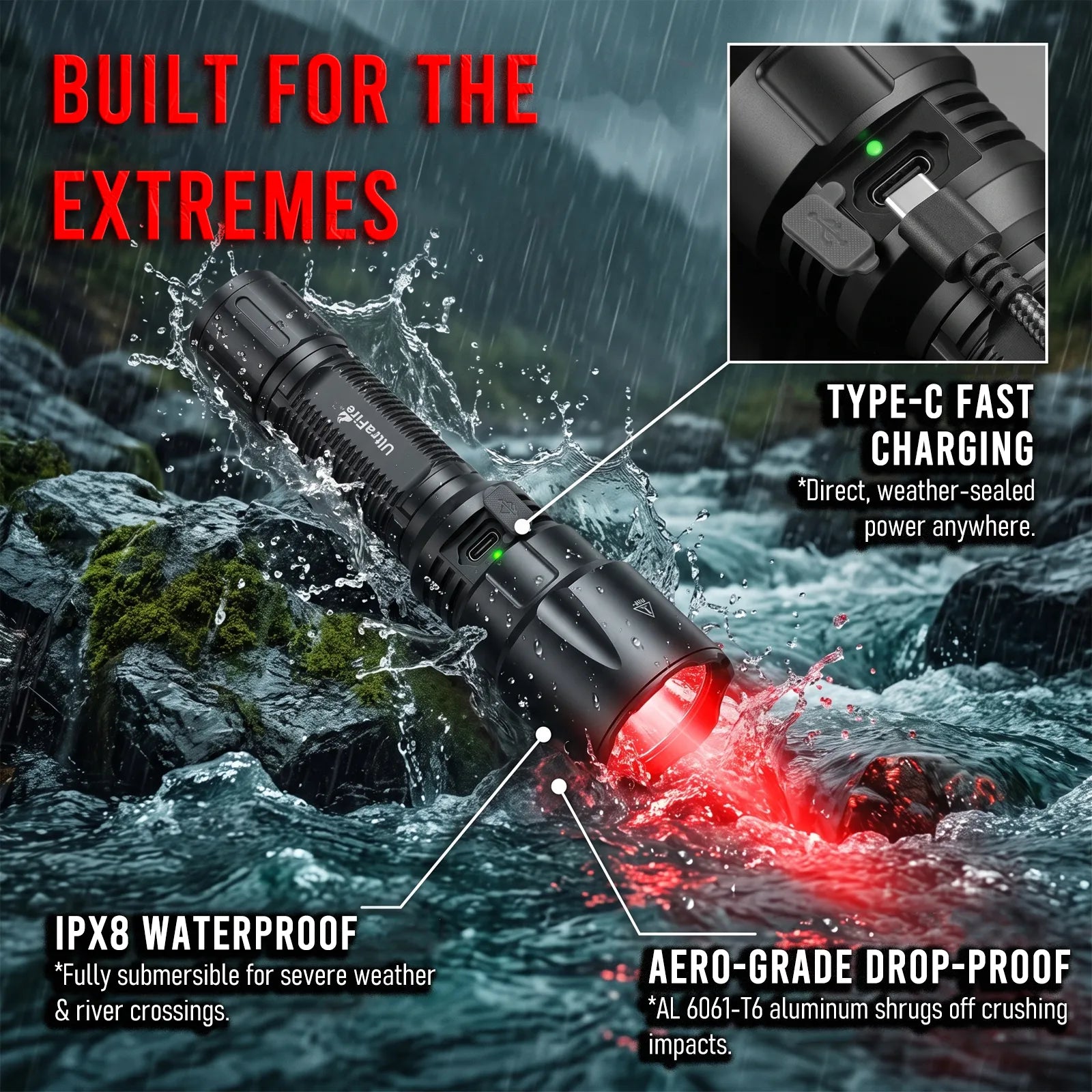 UltraFire® LR20X PRO Red Led Flashlight