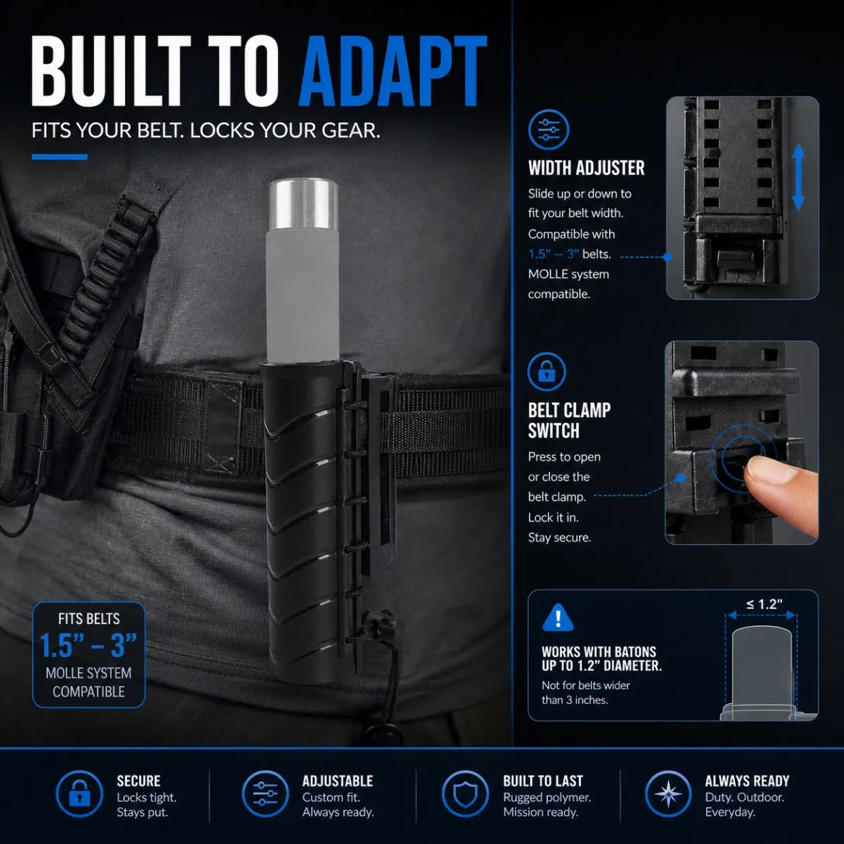 UltraFire® O1-L Baton Holder for Duty Belt/Vest