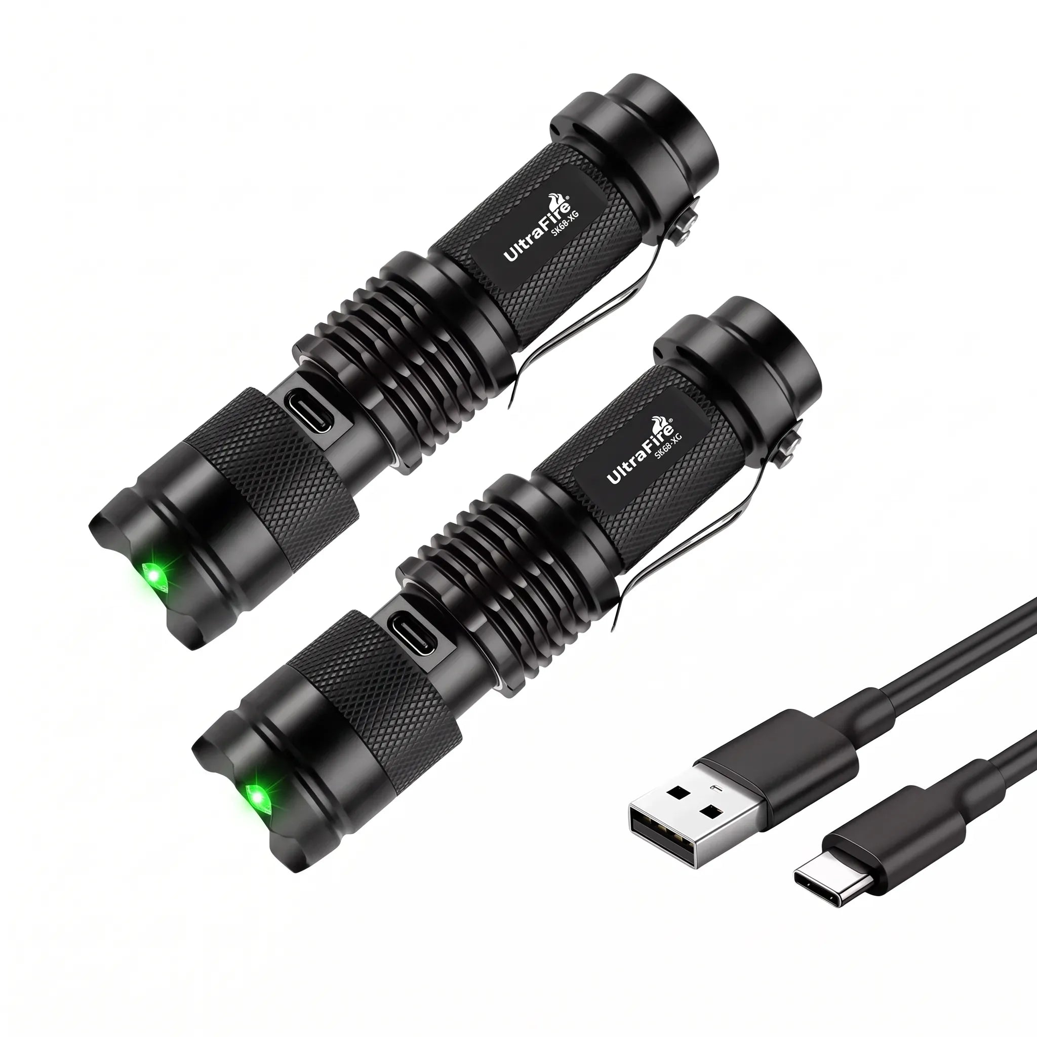 UltraFire® SK68-XG Rechargeable Mini Green Light Flashlight - 2PCS