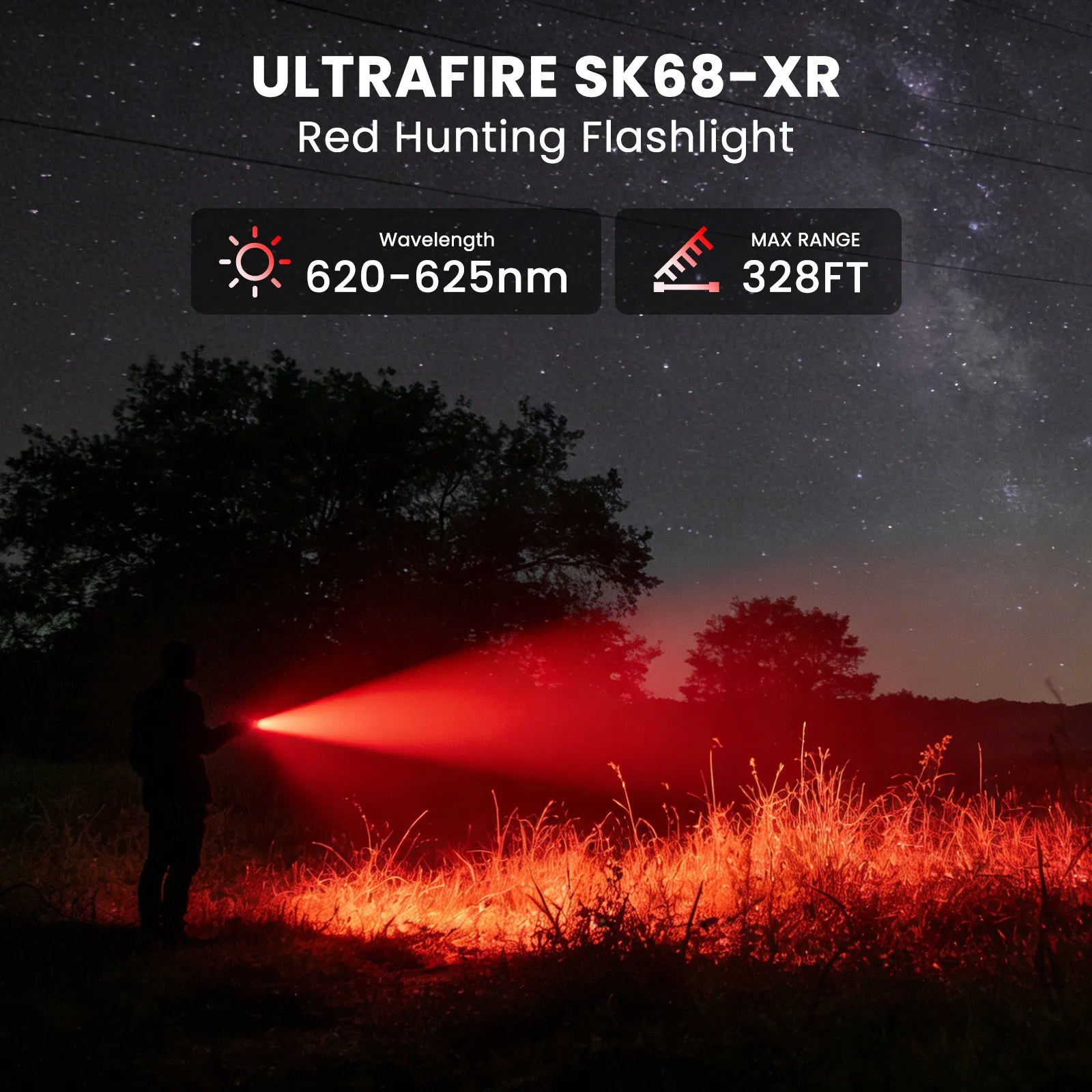 UltraFire® SK68-XR Rechargeable Mini Red Light Flashlight - 2PCS