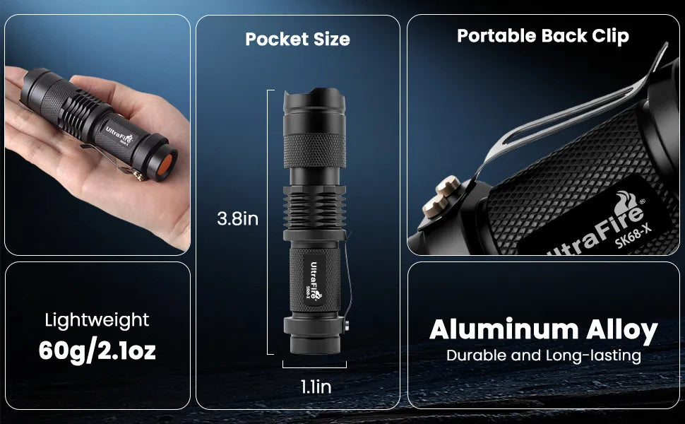 UltraFire® SK68-X Rechargeable Mini Flashlight - 2PCS