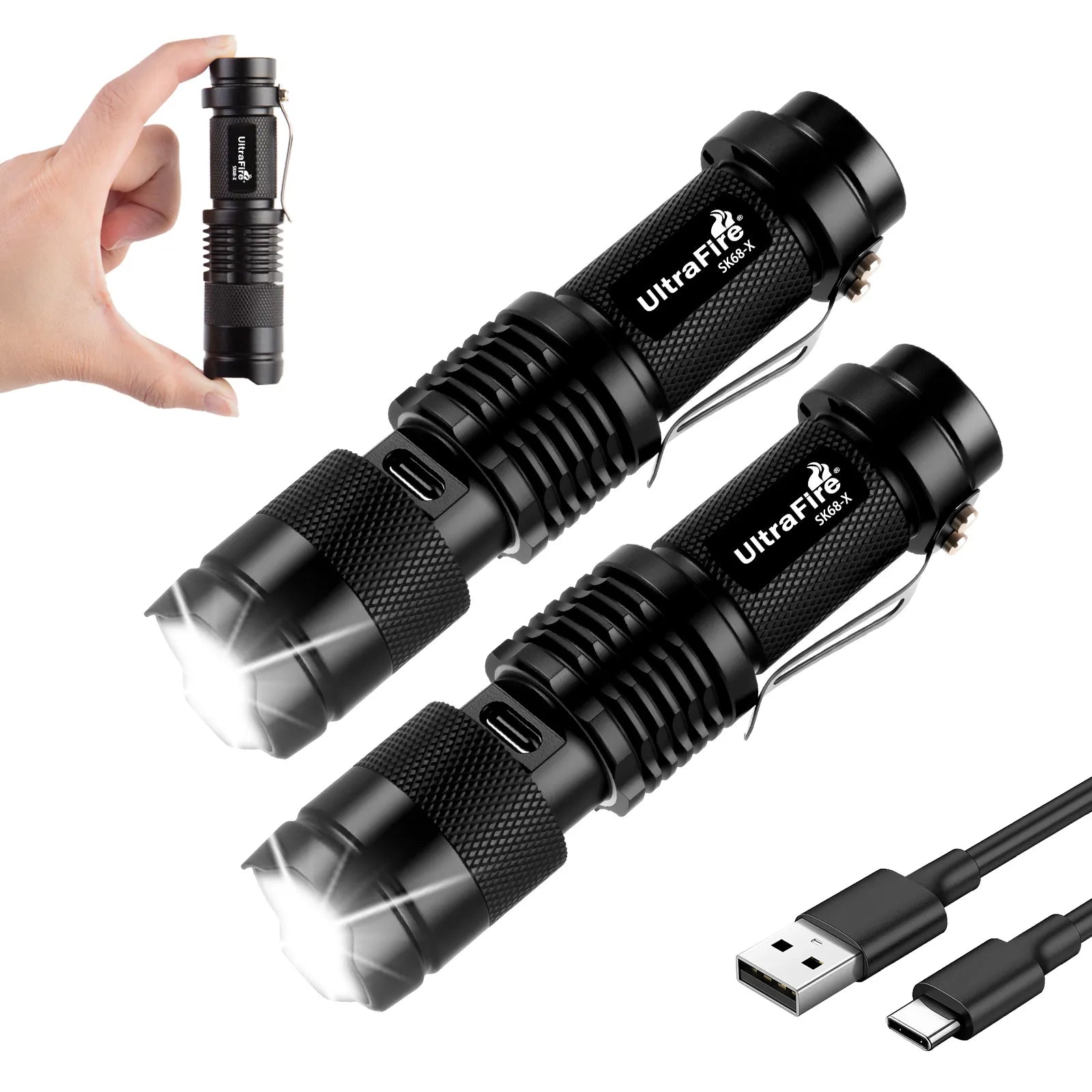 UltraFire® SK68-X Rechargeable Mini Flashlight - 2PCS