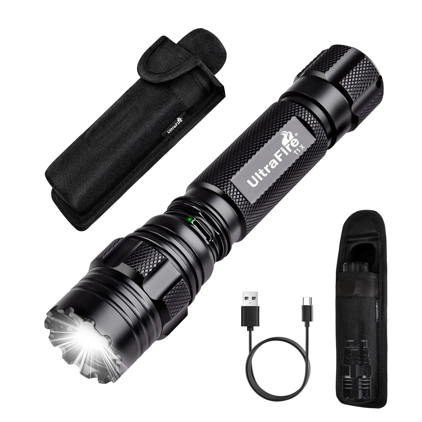 UltraFire T1 X Rechargeable Tactical Flashlight with holster