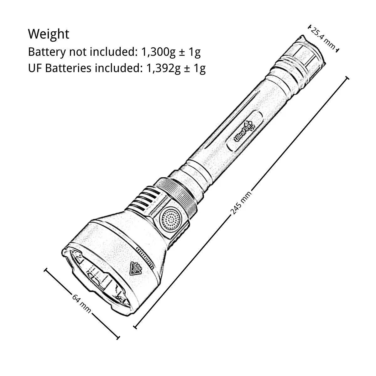 UltraFire V7 Heavy-Duty Flashlight - 2300LM