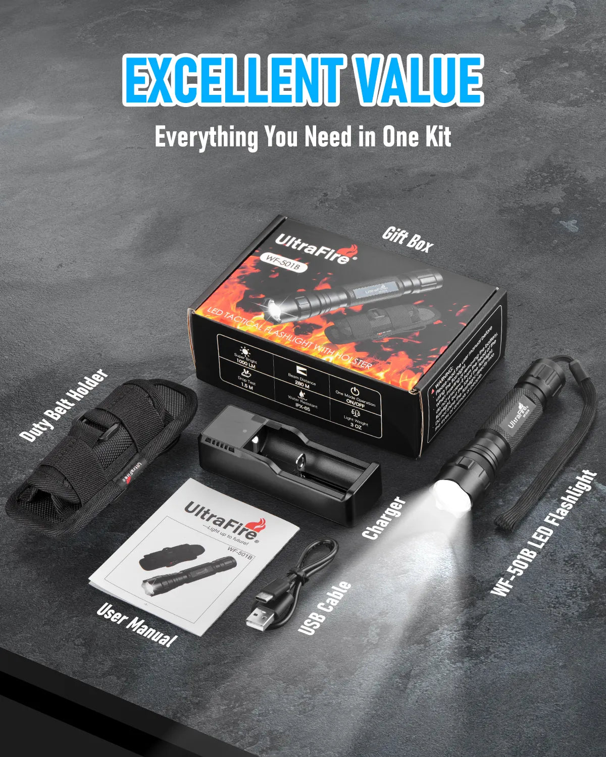 UltraFire_WF-501B_Tactical_Flashlight_With_Holster_-_1000LM_6 - UltraFire