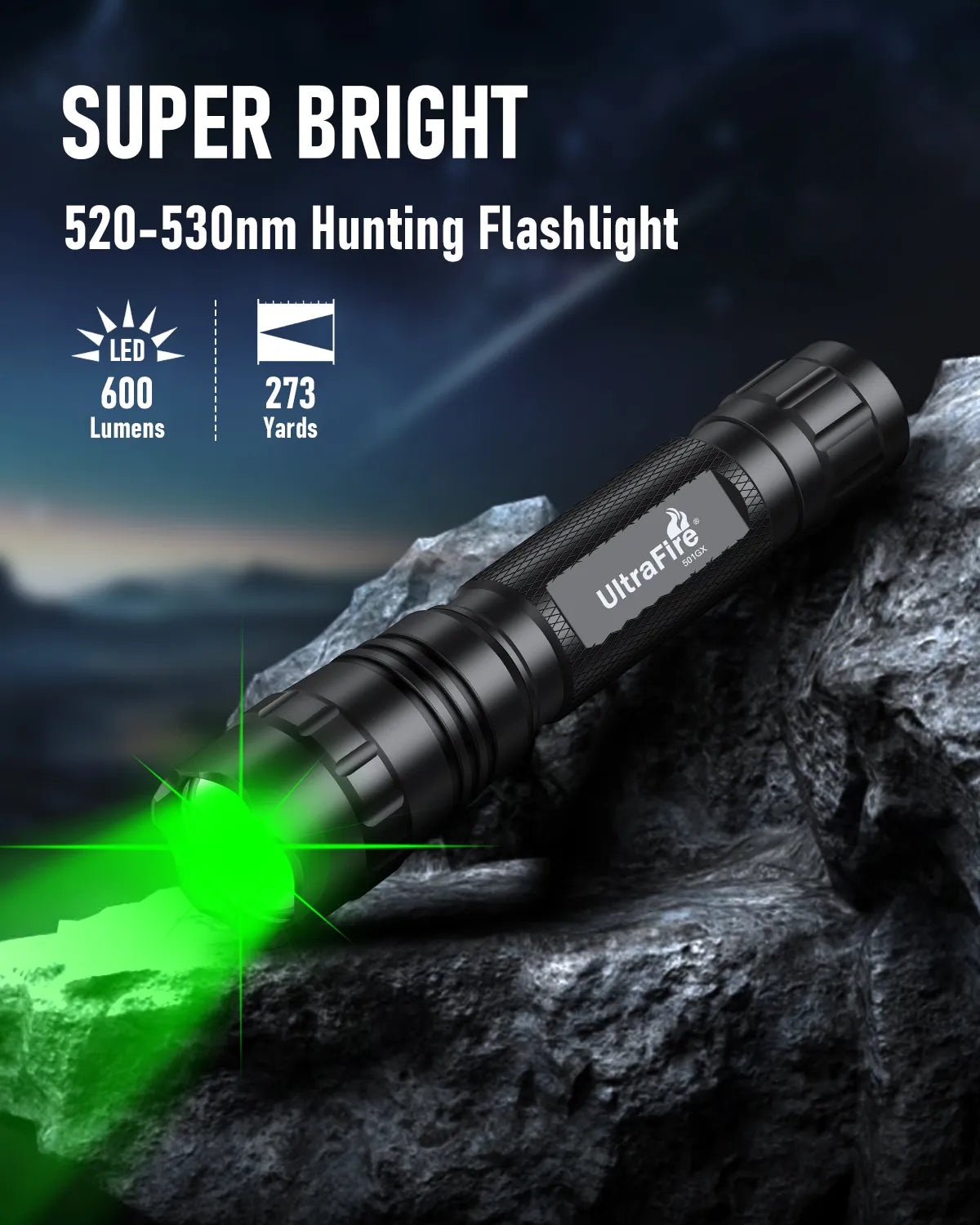 UltraFire® WF-501GX Green LED Rechargeable Flashlight