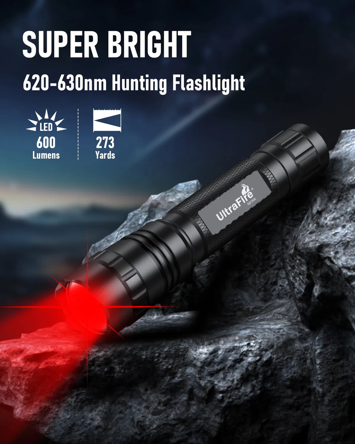 UltraFire® WF-501RX Red LED Rechargeable Flashlight