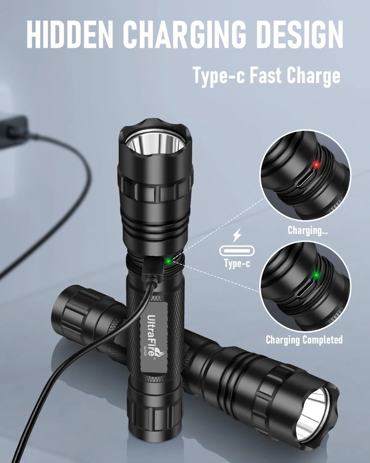 UltraFire® WF-501RX Red LED Rechargeable Flashlight