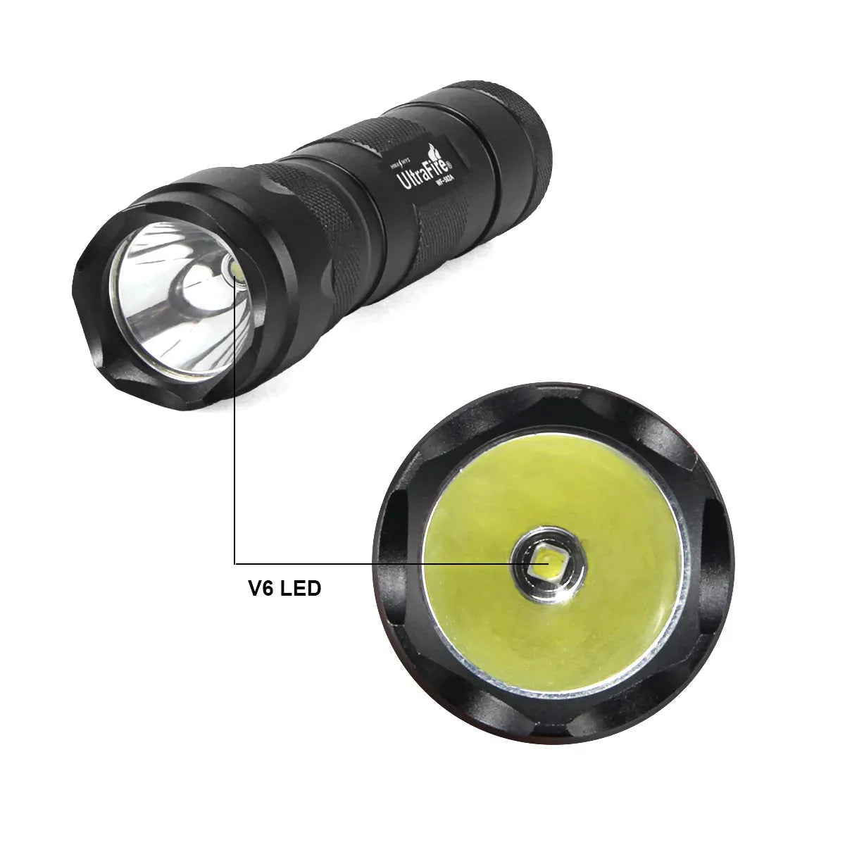 UltraFire UF-502A Tactical LED Flashlight with Battery - 1000LM Compact ...