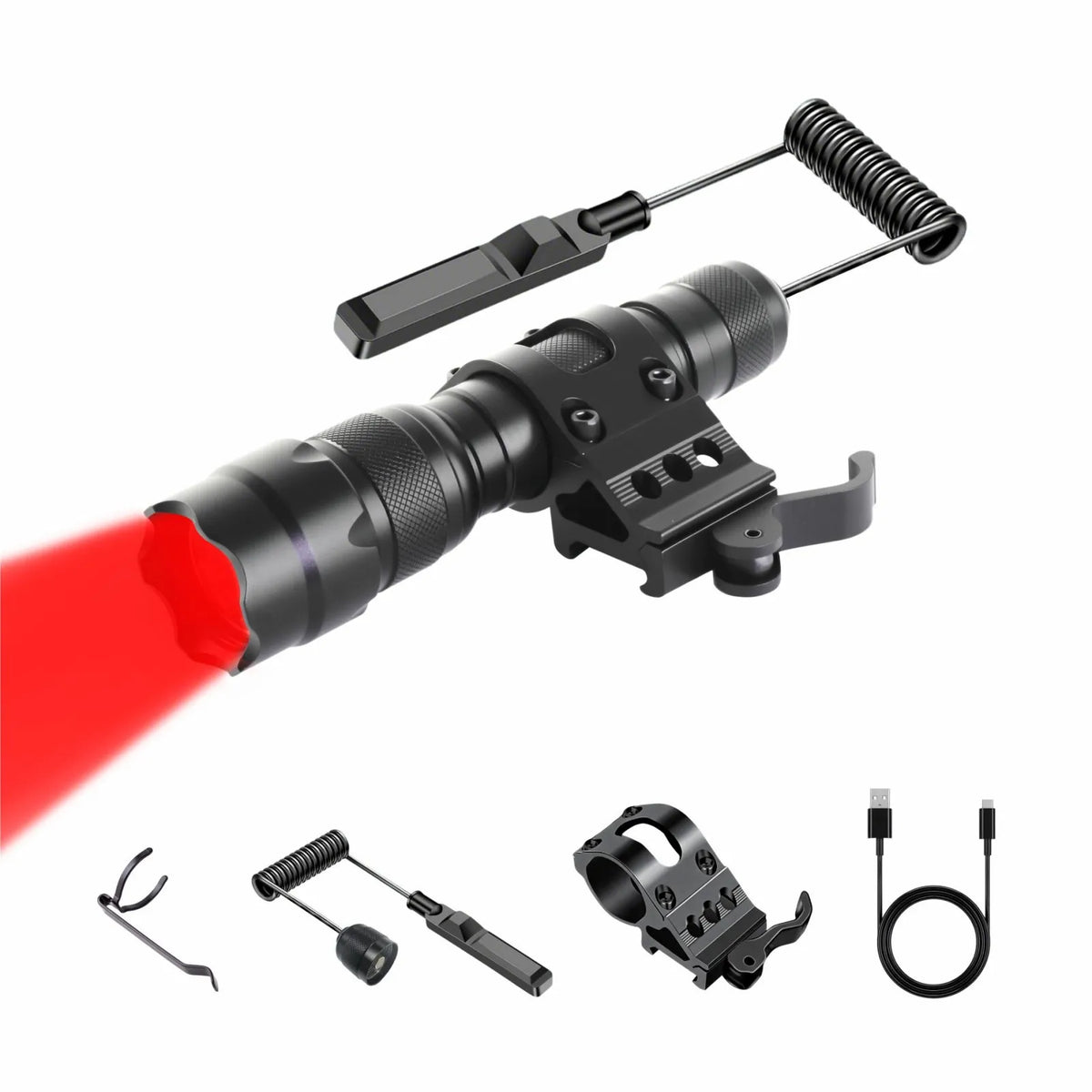 UltraFire® WF‑502BRX Red Light Flashlight – 250LM, USB‑C, Tactical