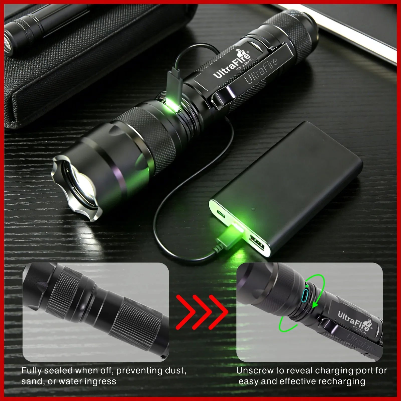 UltraFire® WF-502BRX Red Light Tactical Flashlight