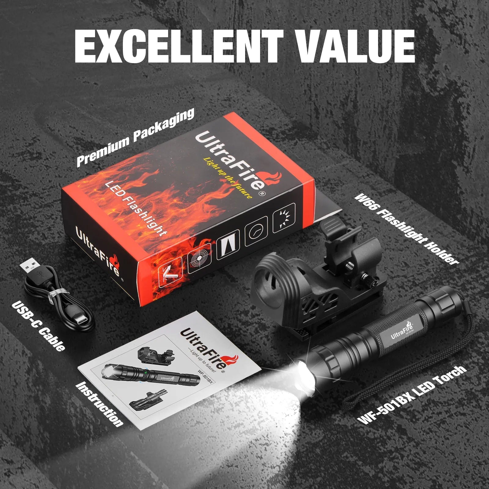 UltraFire WF-501BX Tactical Flashlight 1000 Lumens