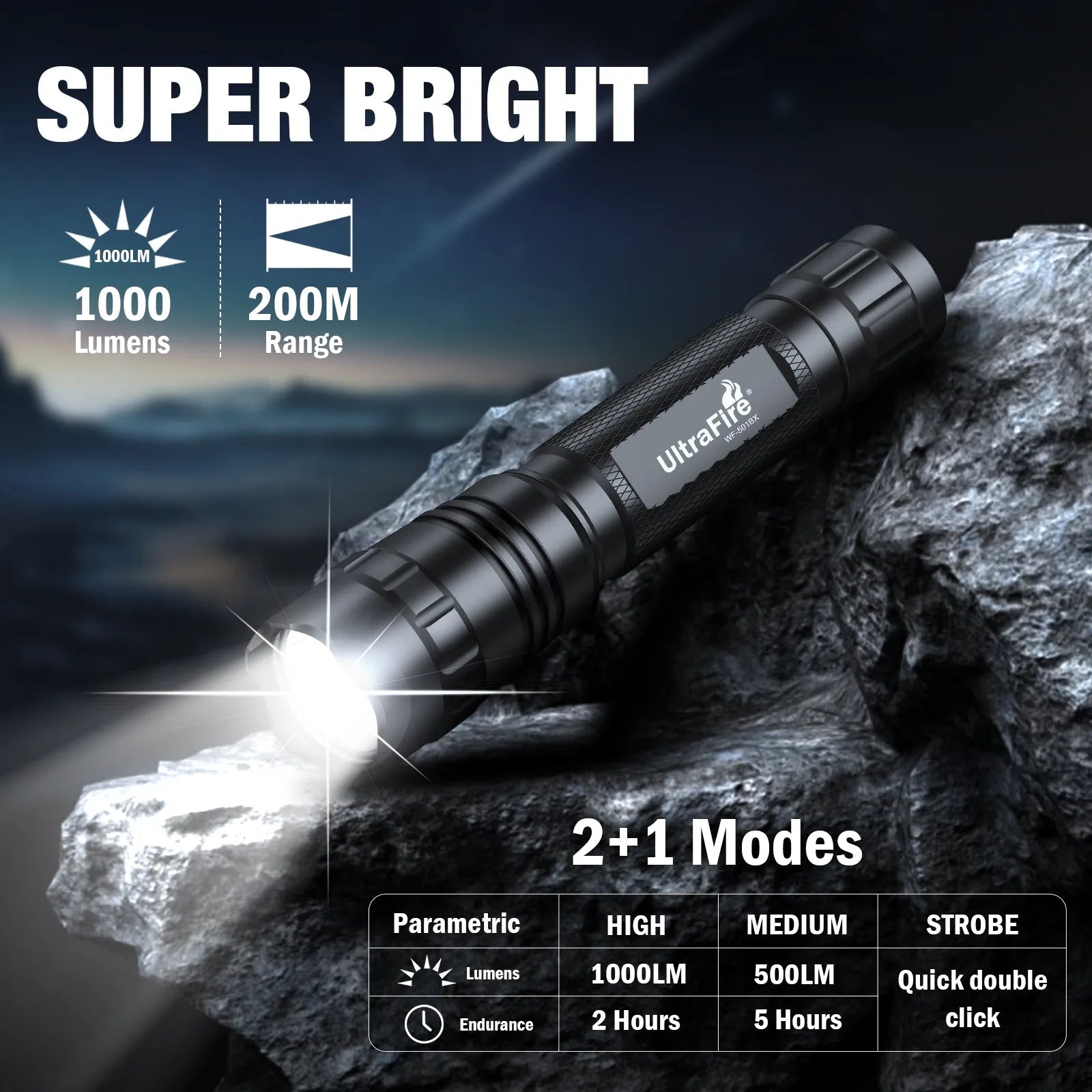 UltraFire® WF-501BX Tactical Rechargeable Flashlight UltraFire® WF-501BX Tactical Rechargeable Flashlight