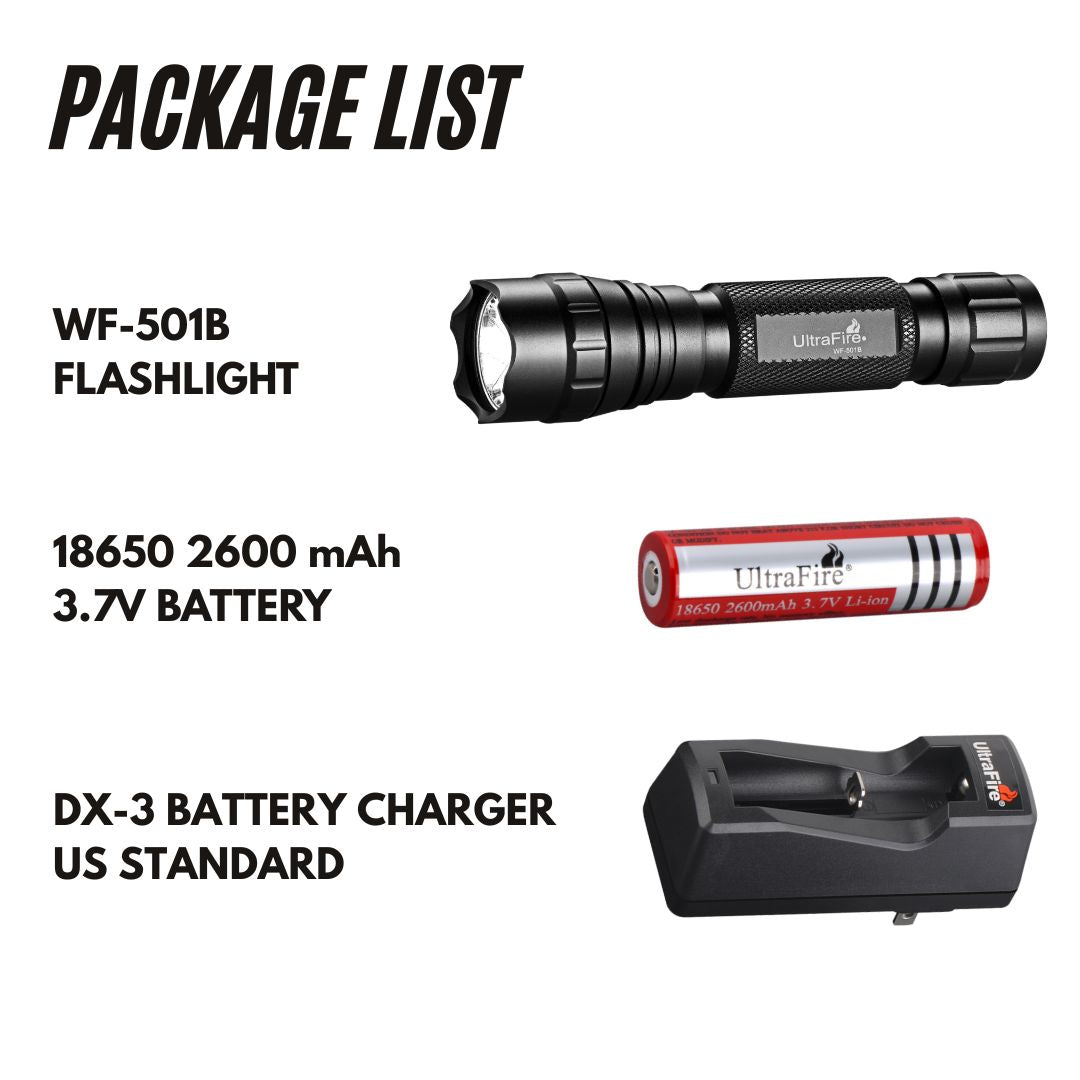 UltraFire WF-501B Tactical Flashlight - 1000LM