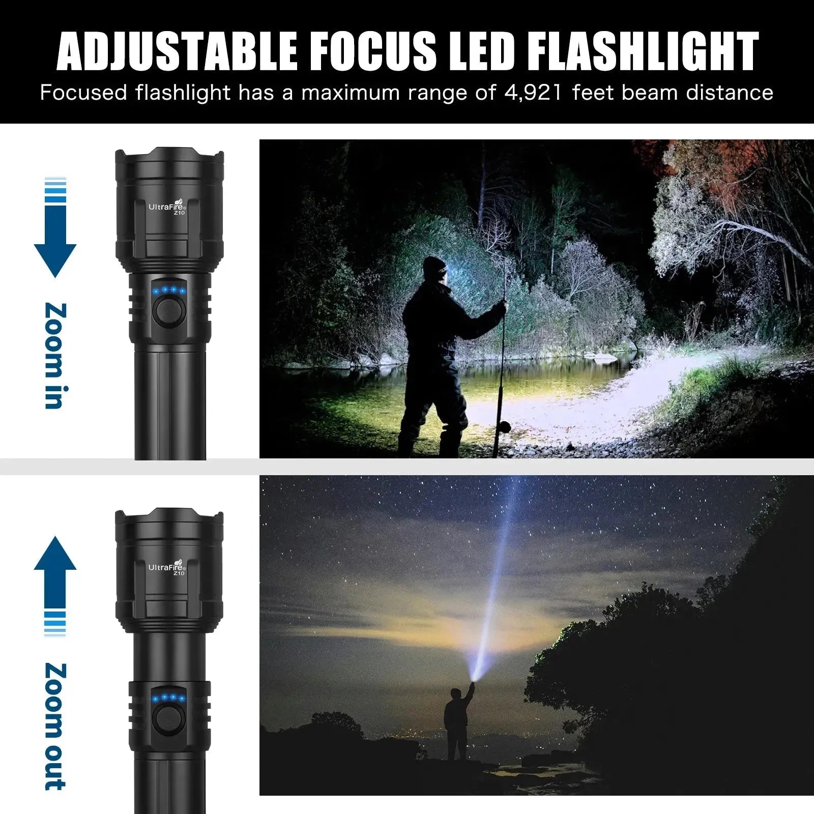 UltraFire Z10 Tactical Flashlight with Battery Pack – 1500LM UltraFire Z10 Tactical Flashlight with Battery Pack – 1500LM