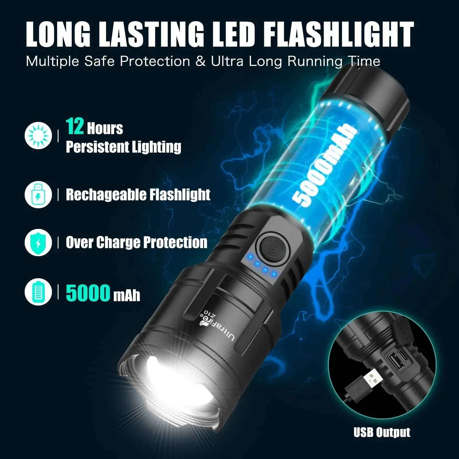 can you overcharge rechargeable flashlight UltraFire Z10 Tactical Flashlight with Battery Pack – 1500LM Zoomable, Fire-Starting, Rechargeable