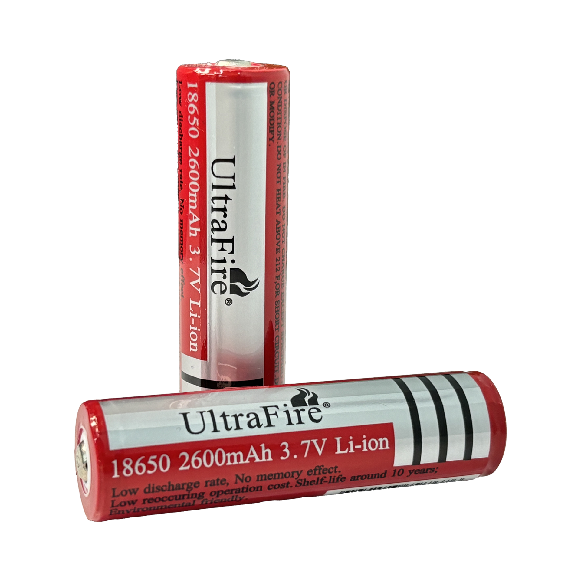 UltraFire 2600mAh 3.7V 18650 Li-ion Rechargeable Battery Without Protection Board (2PCS)