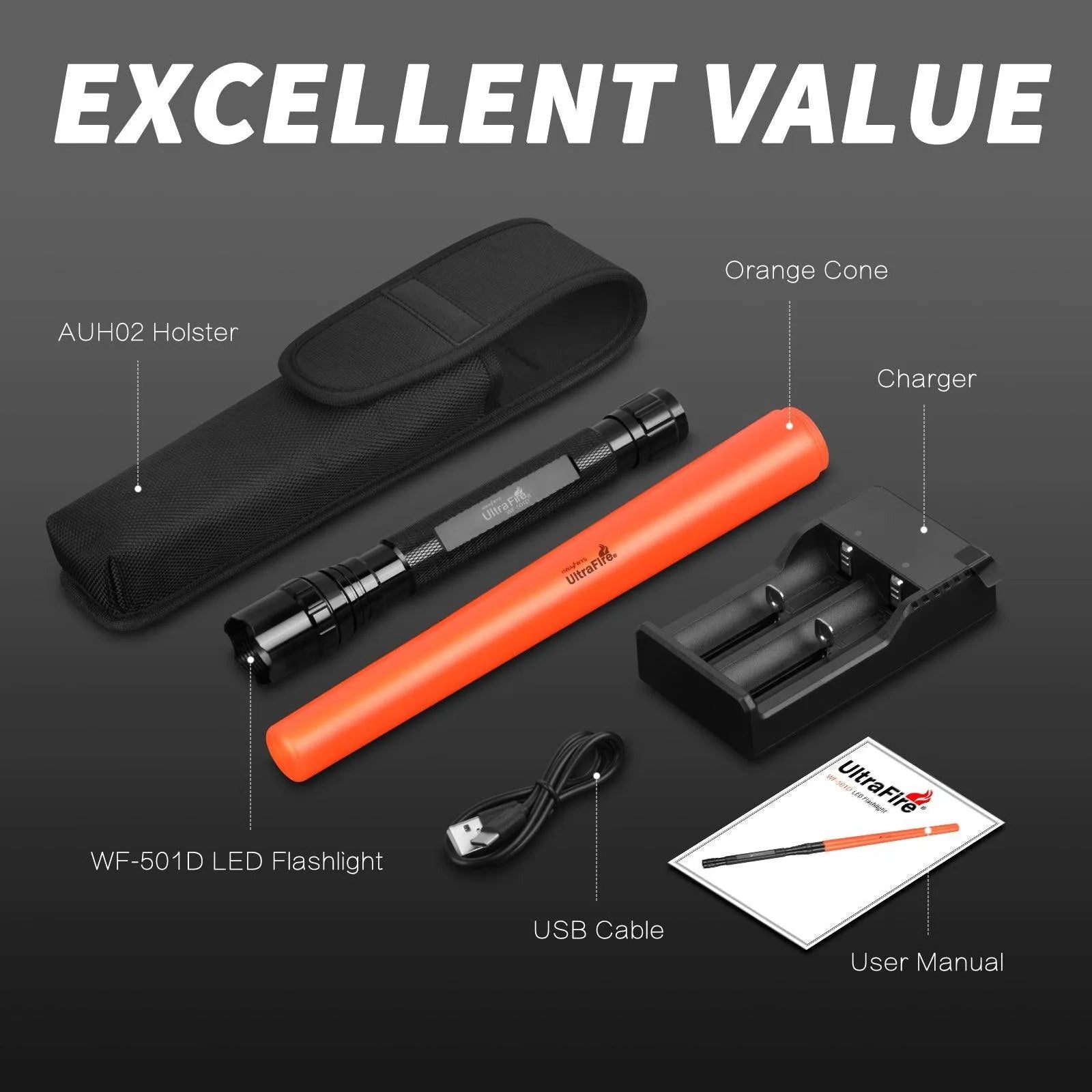 WF-501D Traffic Wand Flashlight - UltraFire