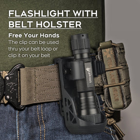 ULTRAFIRE Tactical Flashlight High Lumens with Holster, 1200 Lumen Single Mode Law Enforcement LED Flashlights with belt Holder, Small Duty Flash Light WF-501B PRO