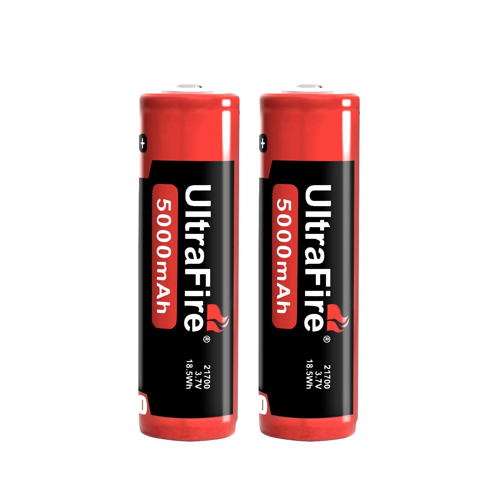 21700 5000mAh 3.7V Rechargeable Batteries (2-Pack) - UltraFire