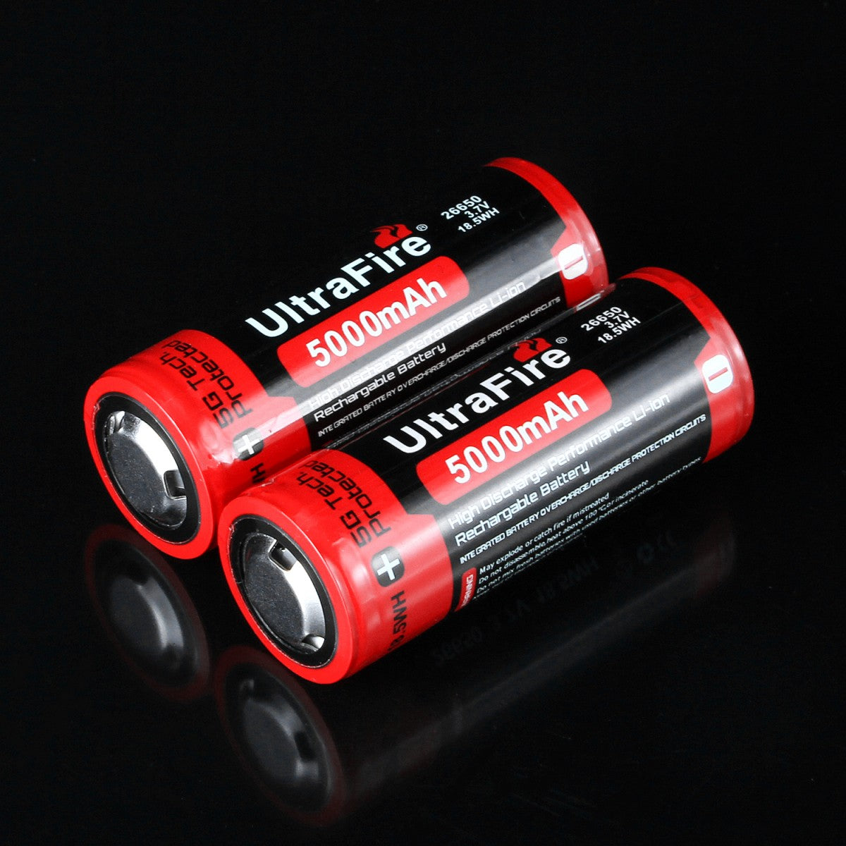 UltraFire 5000mAh 3.7V 26650 Rechargeable BRC Lithium Battery with Protection Board (2PCS)