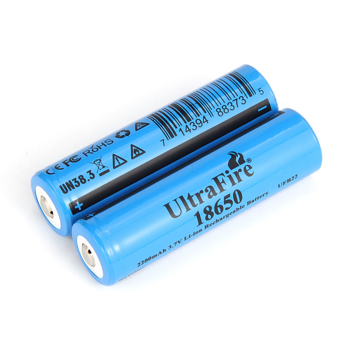 UltraFire 2200mAh 3.7V 18650 Rechargeable Li-ion Battery Without Protection  Board (2PCS)